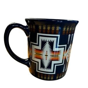 Pendleton Woolen Mills Harding Blanket Coffee Mug Cup Navy 18 oz
